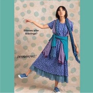 Gudrun Sjoden BLUE 100% cotton XL Cordelia dot SS dress